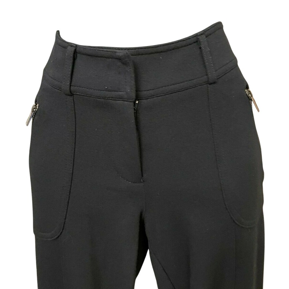 Cache Womens Modern Mid Rise Skinny Straight Leg Pants Sz 2 Black Knit Stretch - Picture 3 of 13